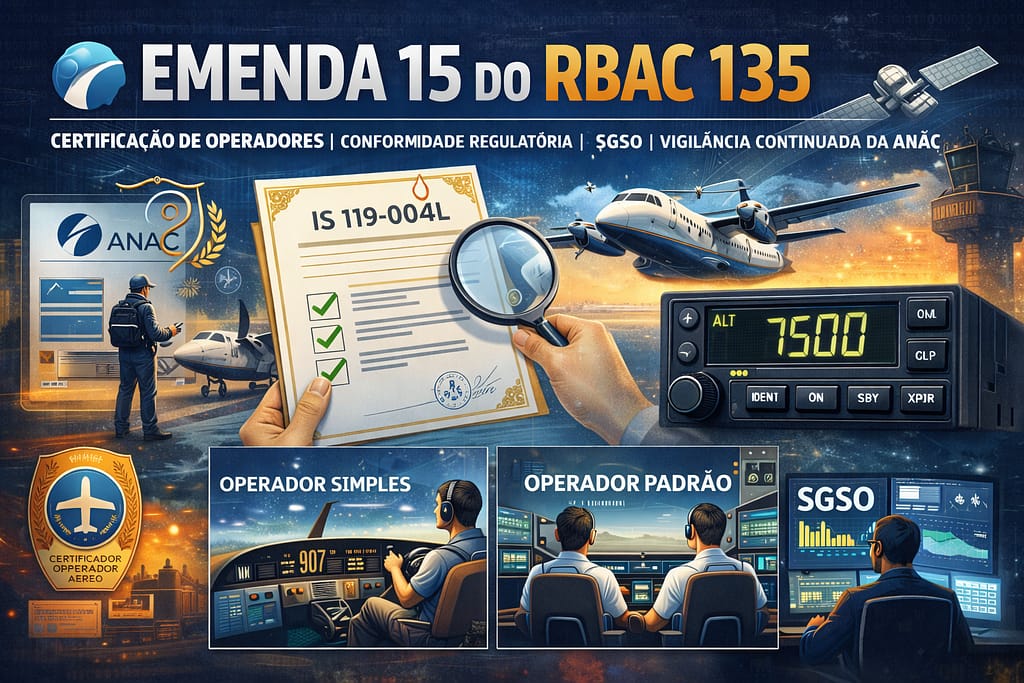 RBAC 135 EMD 15 e IS 119-004: O que muda na certificação do operador aéreo RBAC 135 EMD 15 e IS 119-004L